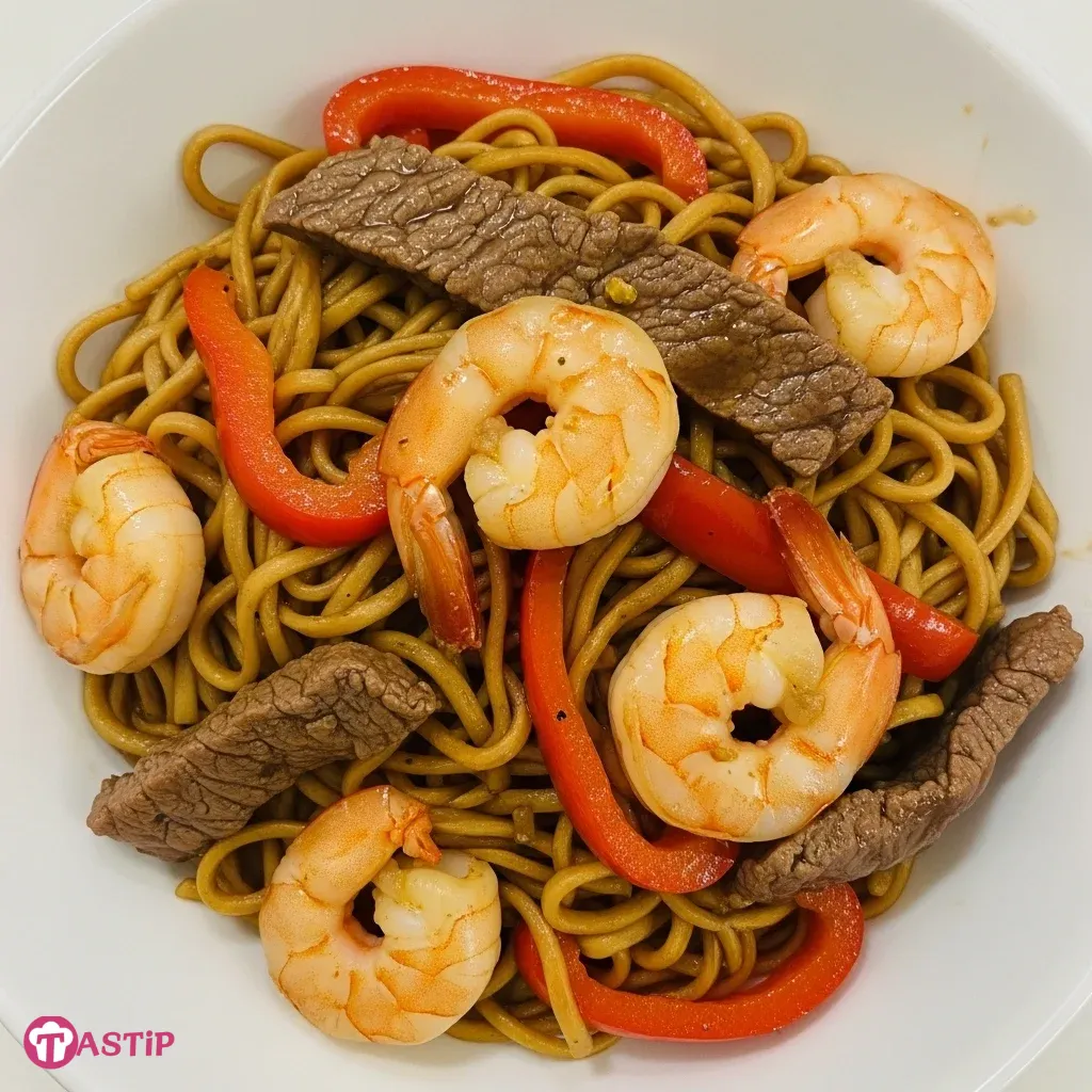 Steak & Shrimp Stir-Fried Noodles