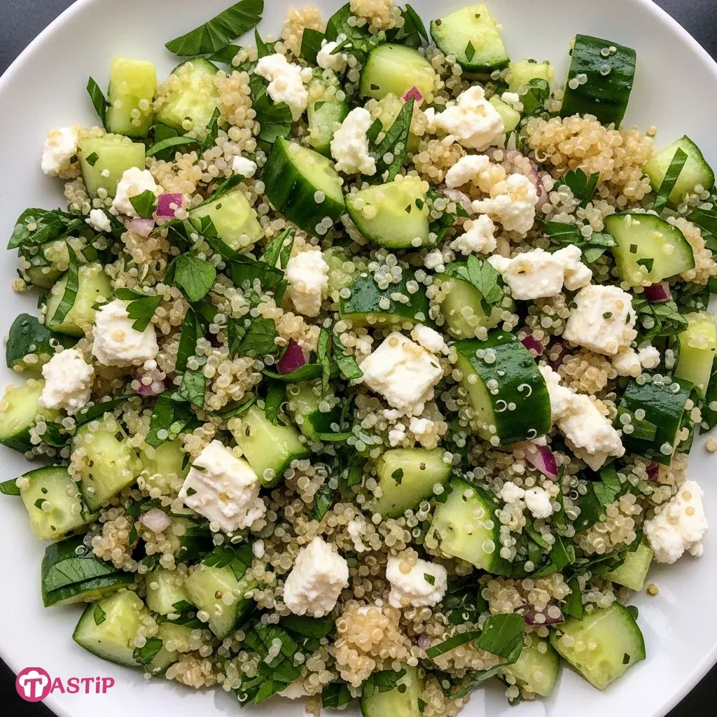 Lemon Herb Quinoa Salad with Feta and Cucumbers