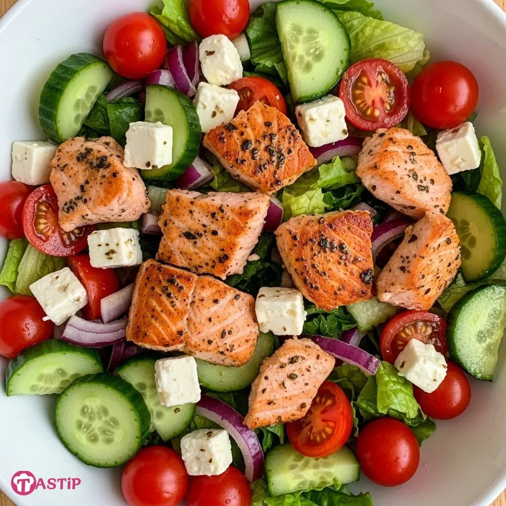 Salmon Greek Salad 5 Salmon Greek Salad