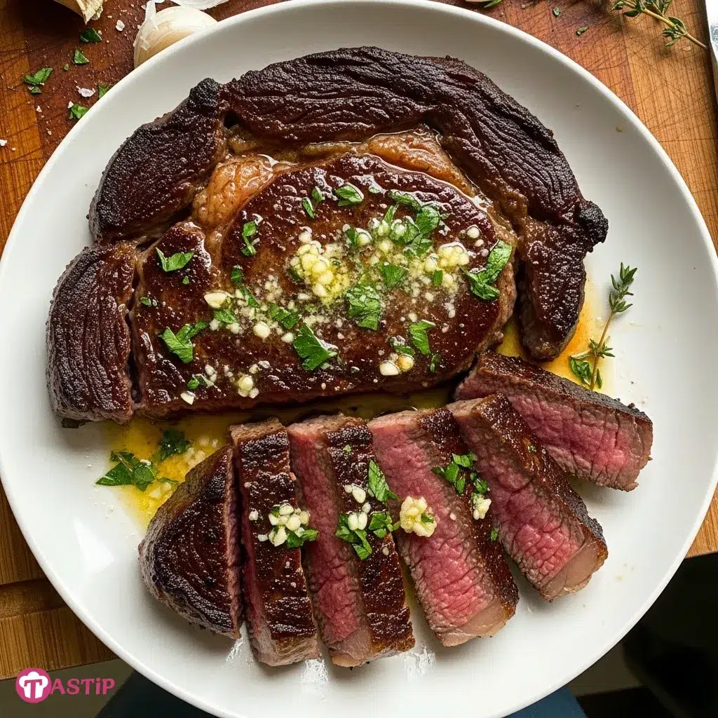 Pan Seared Ribeye Steak with Garlic Butter