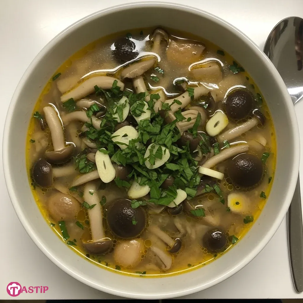 Mushroom Soup with Garlic and Herbs